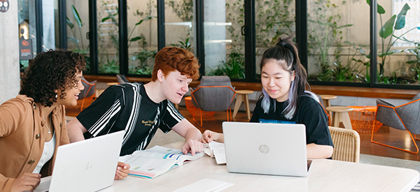group of students studying in common area of Iglu Brisbane City student accommodation