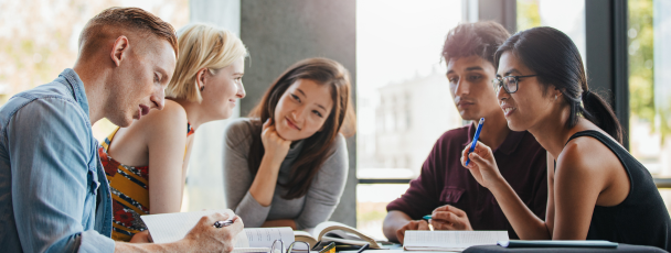 group of students studying