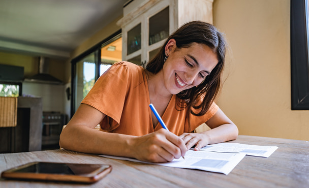 Student signing student accommodation contract.